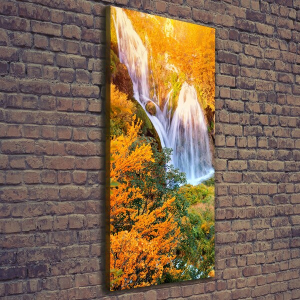 Canvas wall art Waterfall in autumn