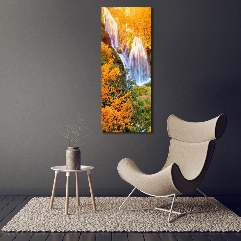 Canvas wall art Waterfall in autumn