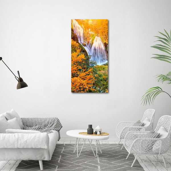 Canvas wall art Waterfall in autumn