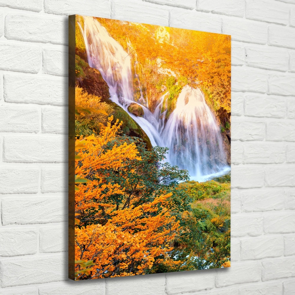 Canvas wall art Waterfall in autumn