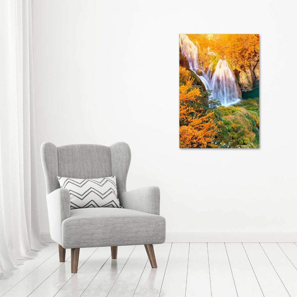 Canvas wall art Waterfall in autumn