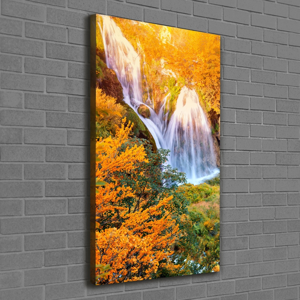 Canvas wall art Waterfall in autumn