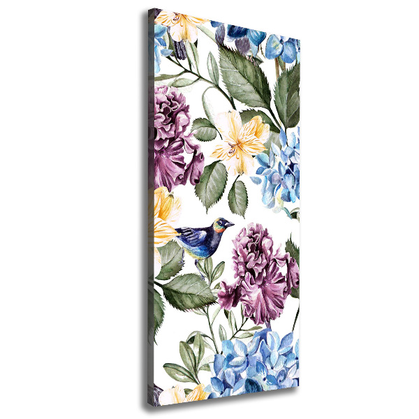 Wall canvas art Flowers and birds