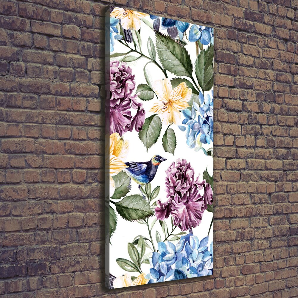 Wall canvas art Flowers and birds