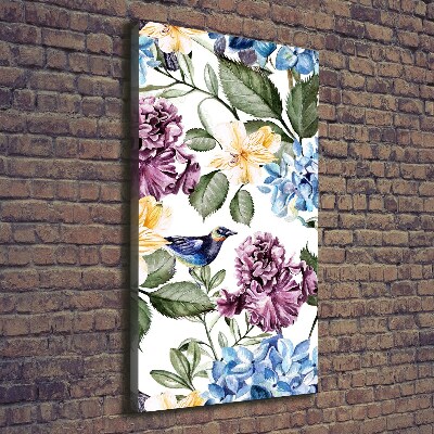 Wall canvas art Flowers and birds