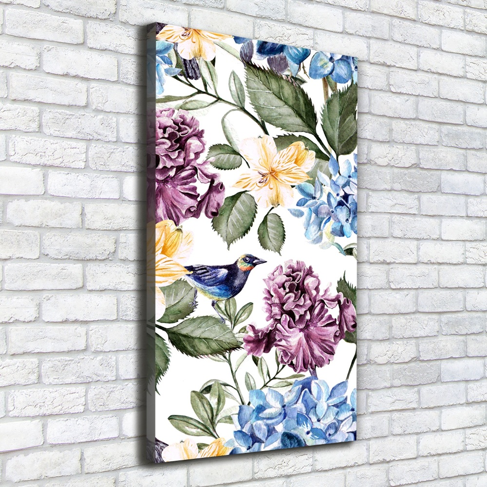 Wall canvas art Flowers and birds