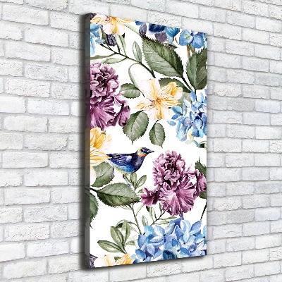 Wall canvas art Flowers and birds