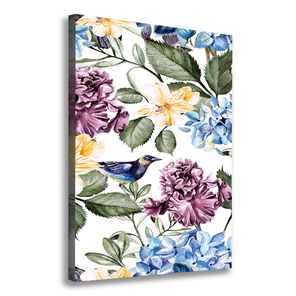 Wall canvas art Flowers and birds