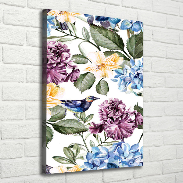 Wall canvas art Flowers and birds