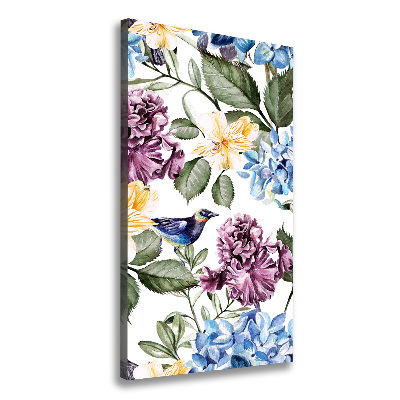 Wall canvas art Flowers and birds