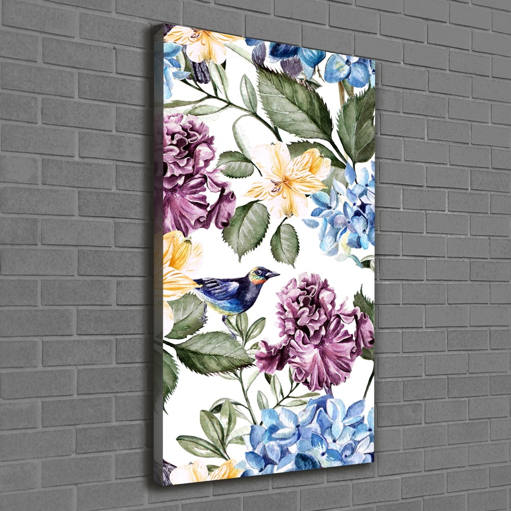 Wall canvas art Flowers and birds