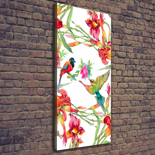 Picture canvas print Birds and flowers