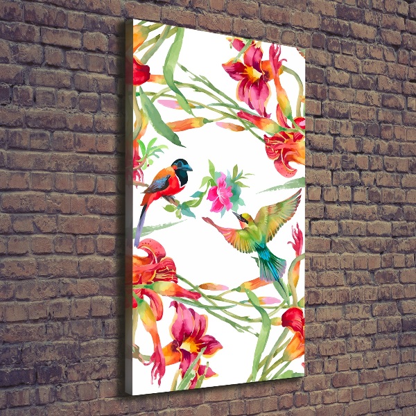 Picture canvas print Birds and flowers