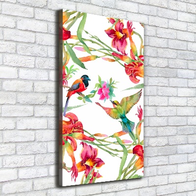 Picture canvas print Birds and flowers