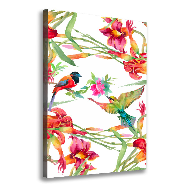 Picture canvas print Birds and flowers