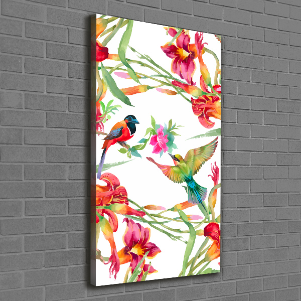 Picture canvas print Birds and flowers