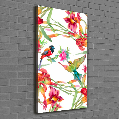 Picture canvas print Birds and flowers