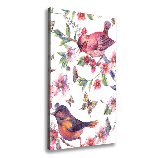 Picture canvas print Birds butterflies flowers