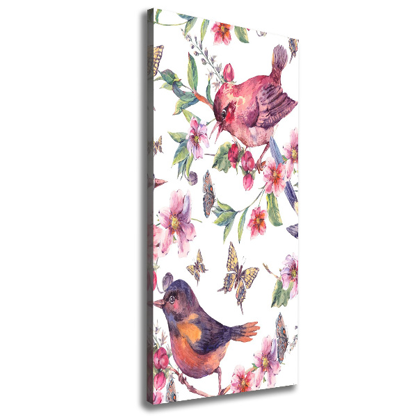 Picture canvas print Birds butterflies flowers