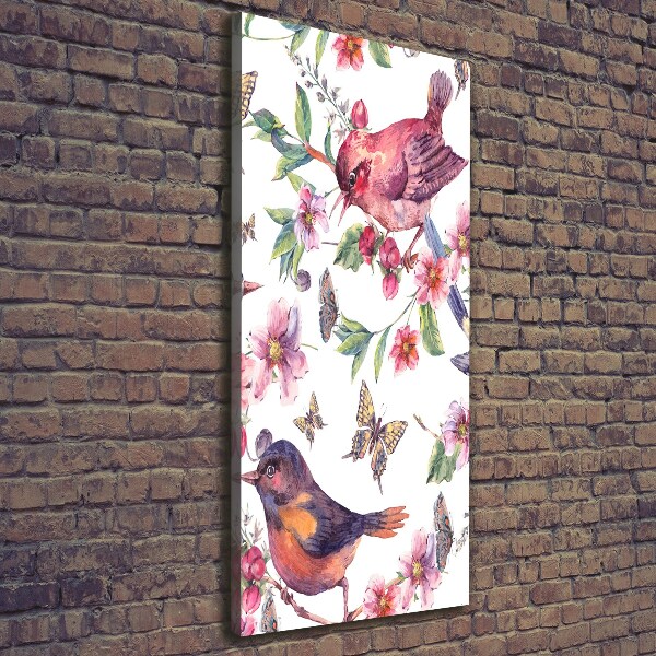 Picture canvas print Birds butterflies flowers