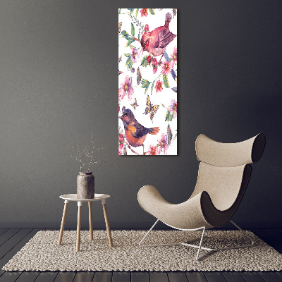 Picture canvas print Birds butterflies flowers