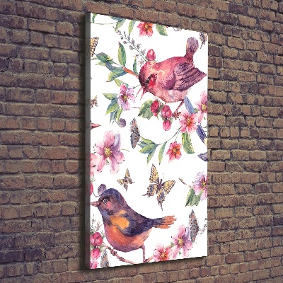 Picture canvas print Birds butterflies flowers