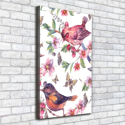 Picture canvas print Birds butterflies flowers