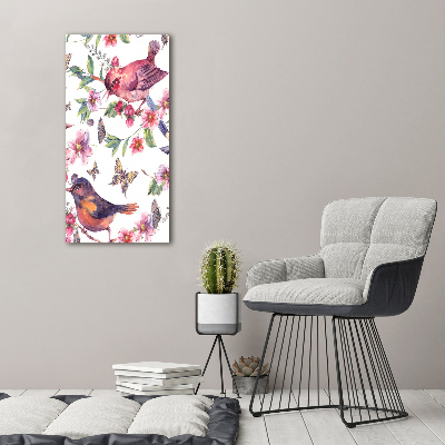 Picture canvas print Birds butterflies flowers