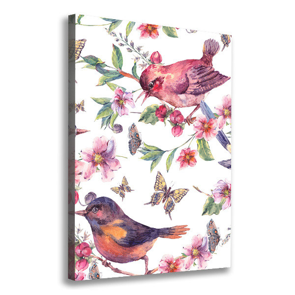 Picture canvas print Birds butterflies flowers