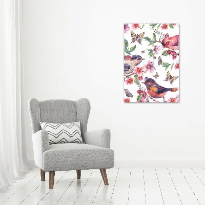 Picture canvas print Birds butterflies flowers