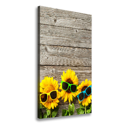 Canvas wall art Sunflowers glasses