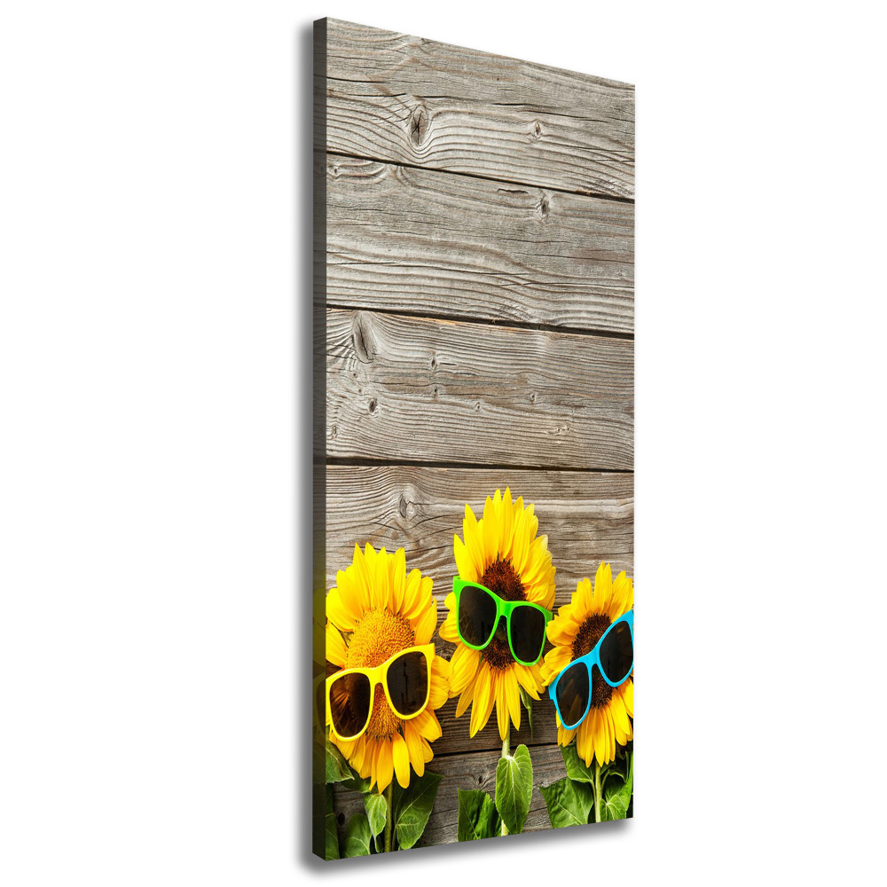 Canvas wall art Sunflowers glasses