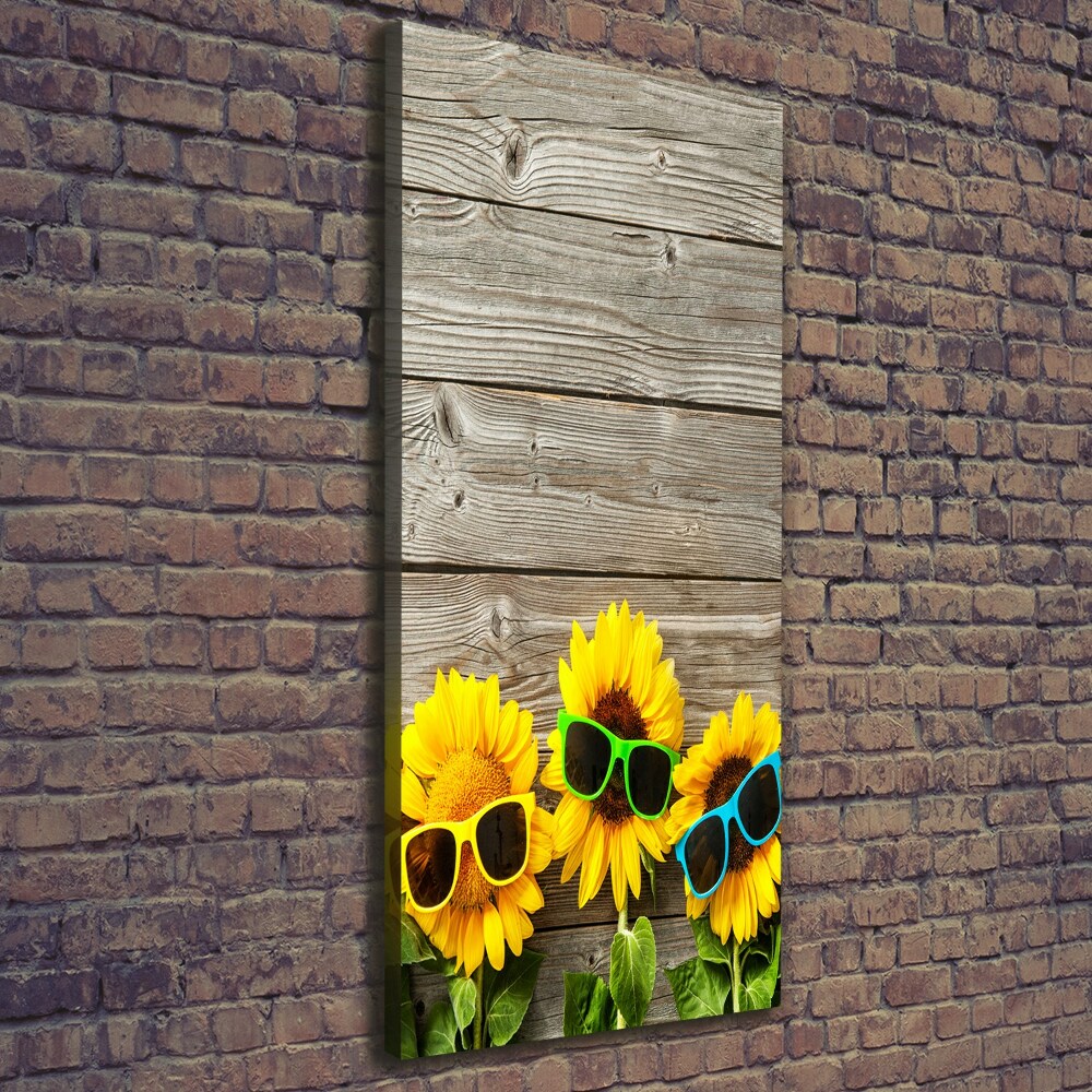 Canvas wall art Sunflowers glasses