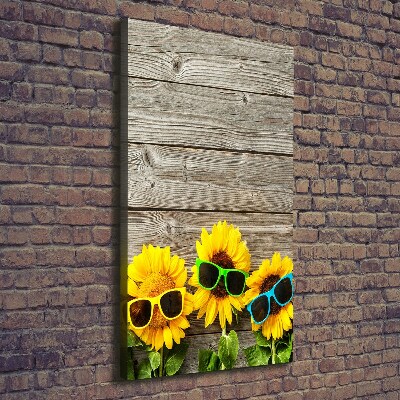 Canvas wall art Sunflowers glasses