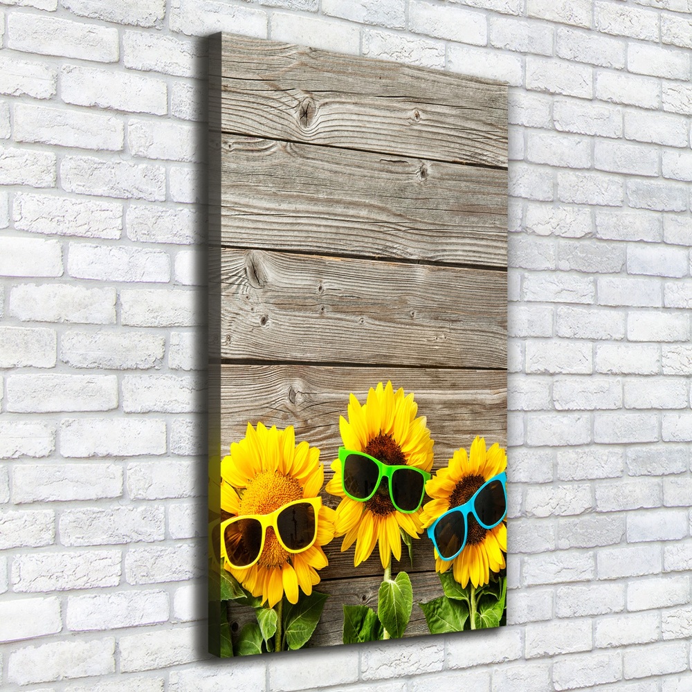 Canvas wall art Sunflowers glasses