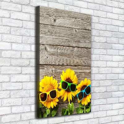 Canvas wall art Sunflowers glasses