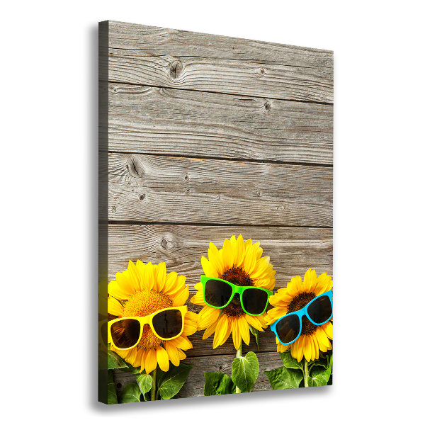 Canvas wall art Sunflowers glasses