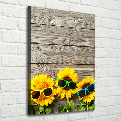 Canvas wall art Sunflowers glasses