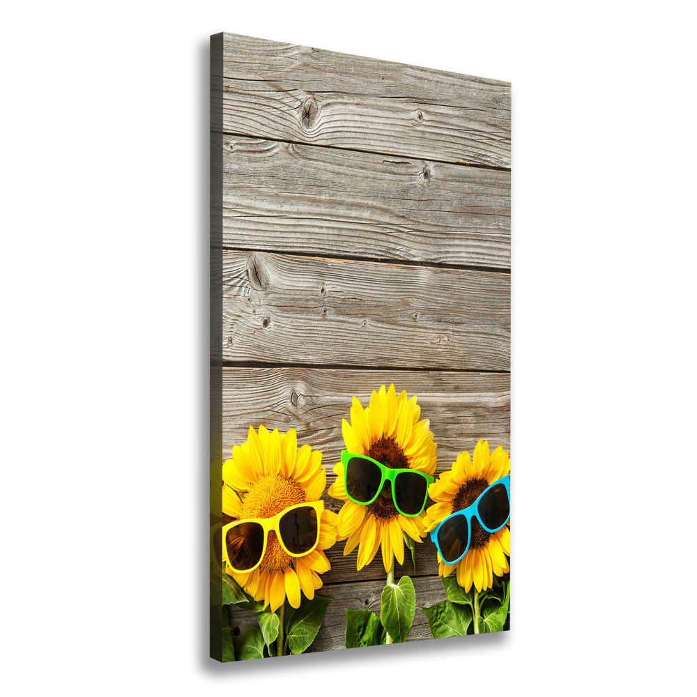 Canvas wall art Sunflowers glasses