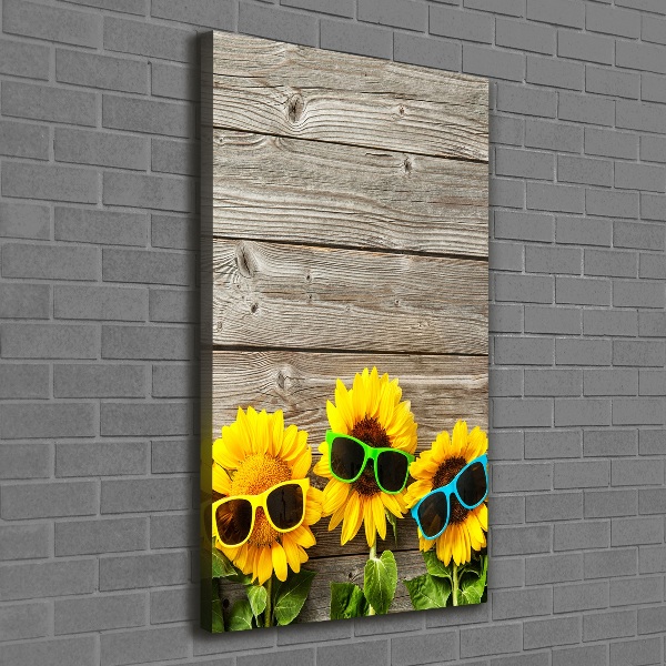 Canvas wall art Sunflowers glasses