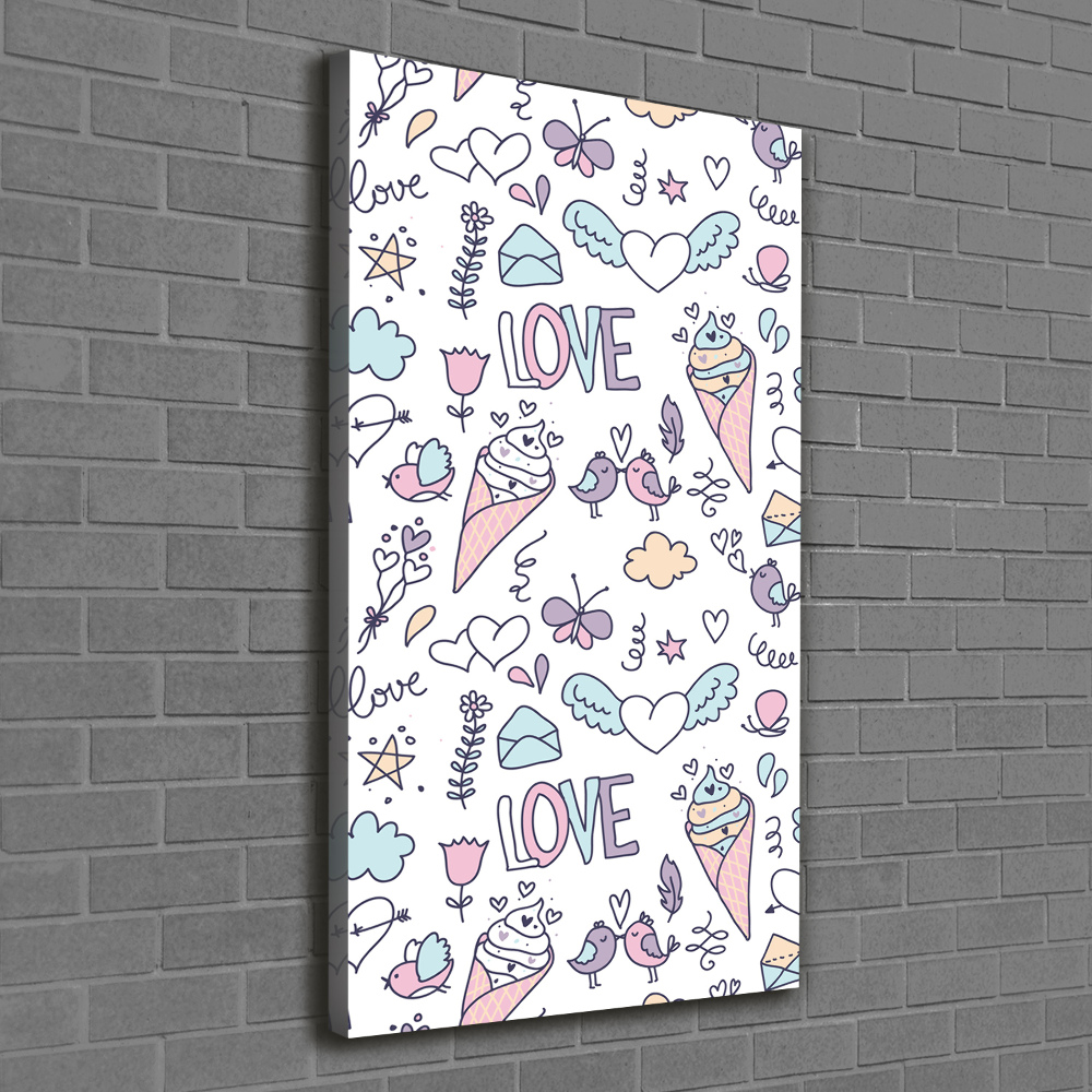 Wall art canvas large Romantic pattern