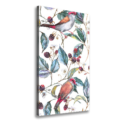 Wall canvas art Birds and blackberries