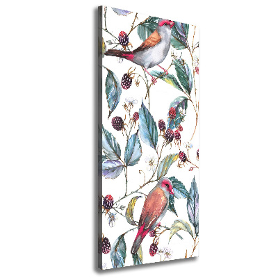 Wall canvas art Birds and blackberries