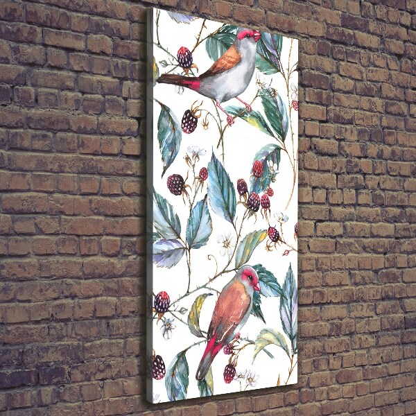 Wall canvas art Birds and blackberries