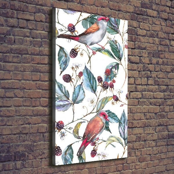 Wall canvas art Birds and blackberries