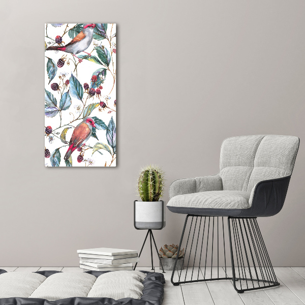 Wall canvas art Birds and blackberries