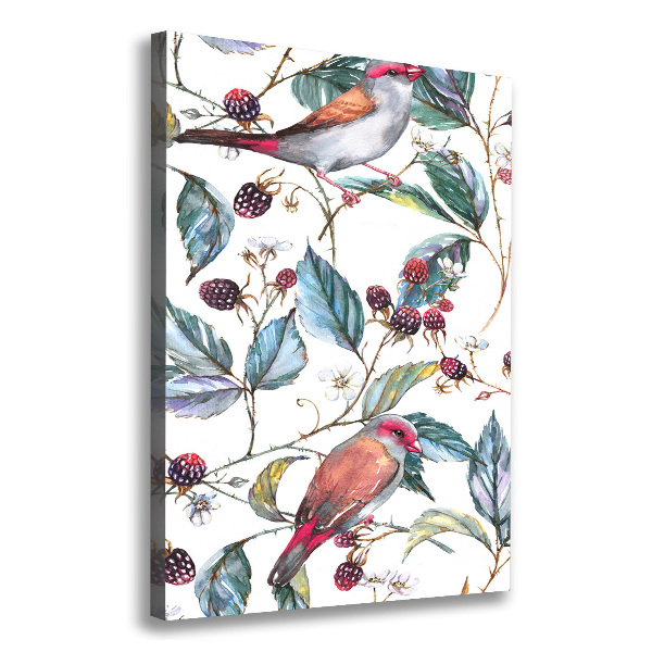 Wall canvas art Birds and blackberries