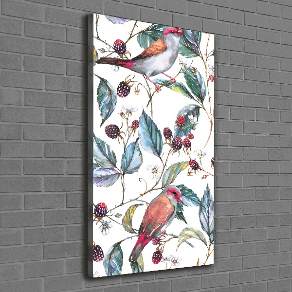 Wall canvas art Birds and blackberries