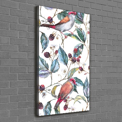 Wall canvas art Birds and blackberries