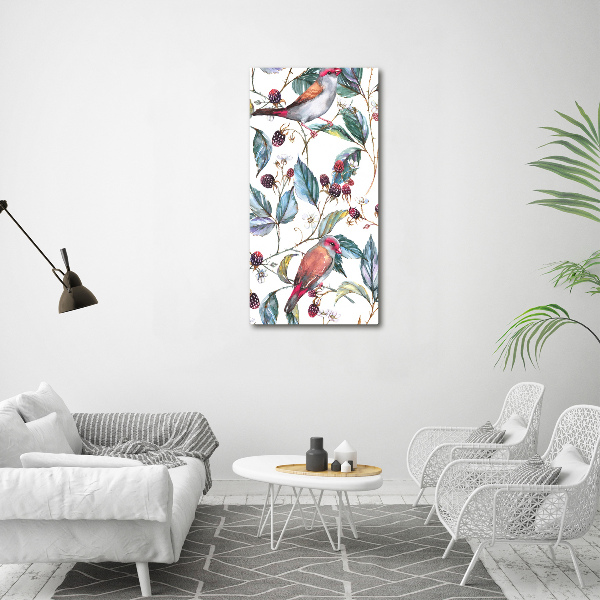 Wall canvas art Birds and blackberries